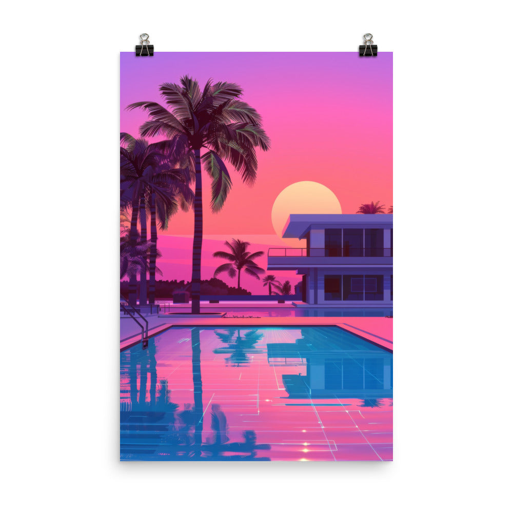 80s Miami Beach Front House Poster
