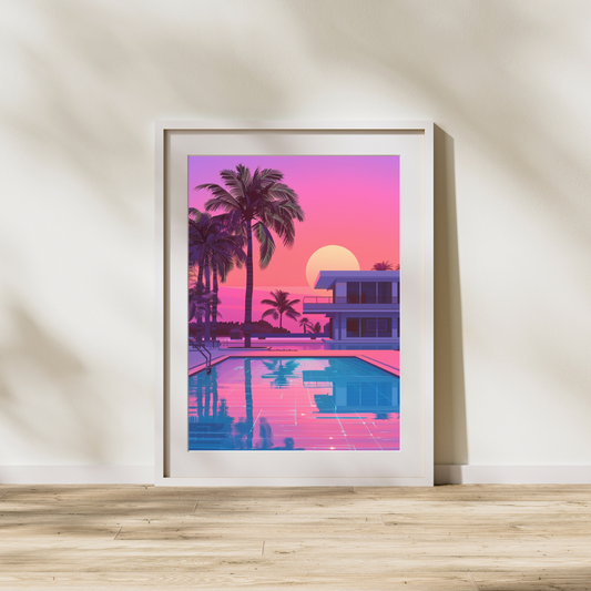 80s Miami Beach Front House Poster