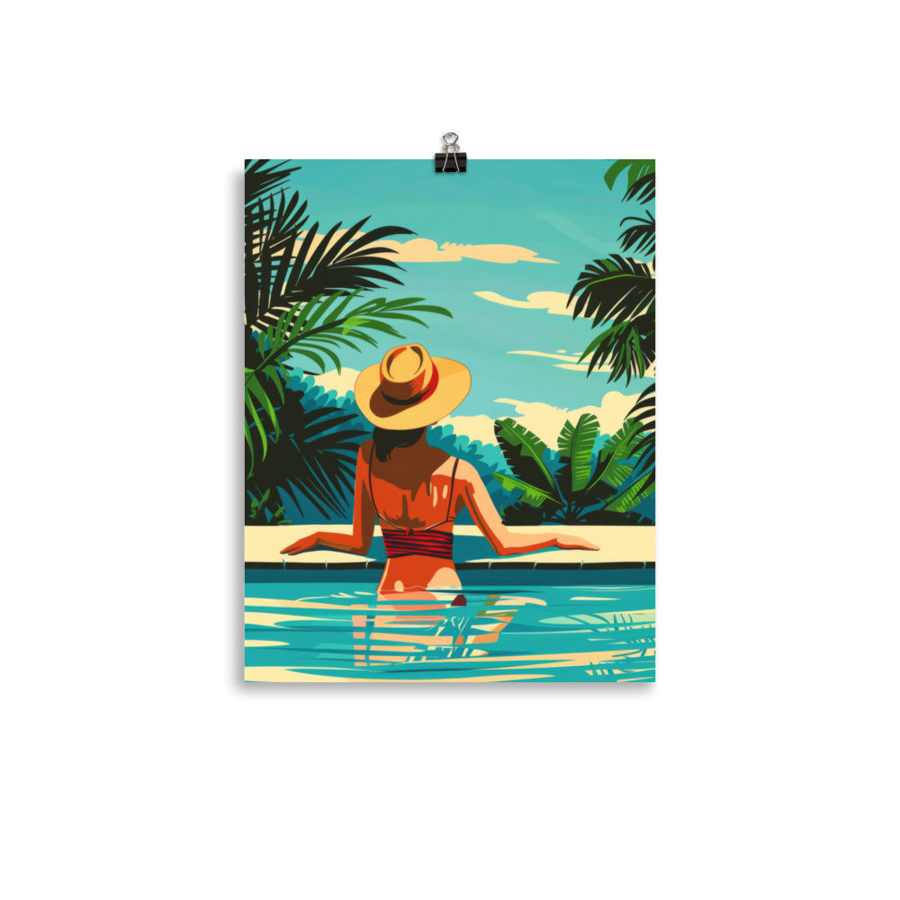 Lady In A Pool Poster