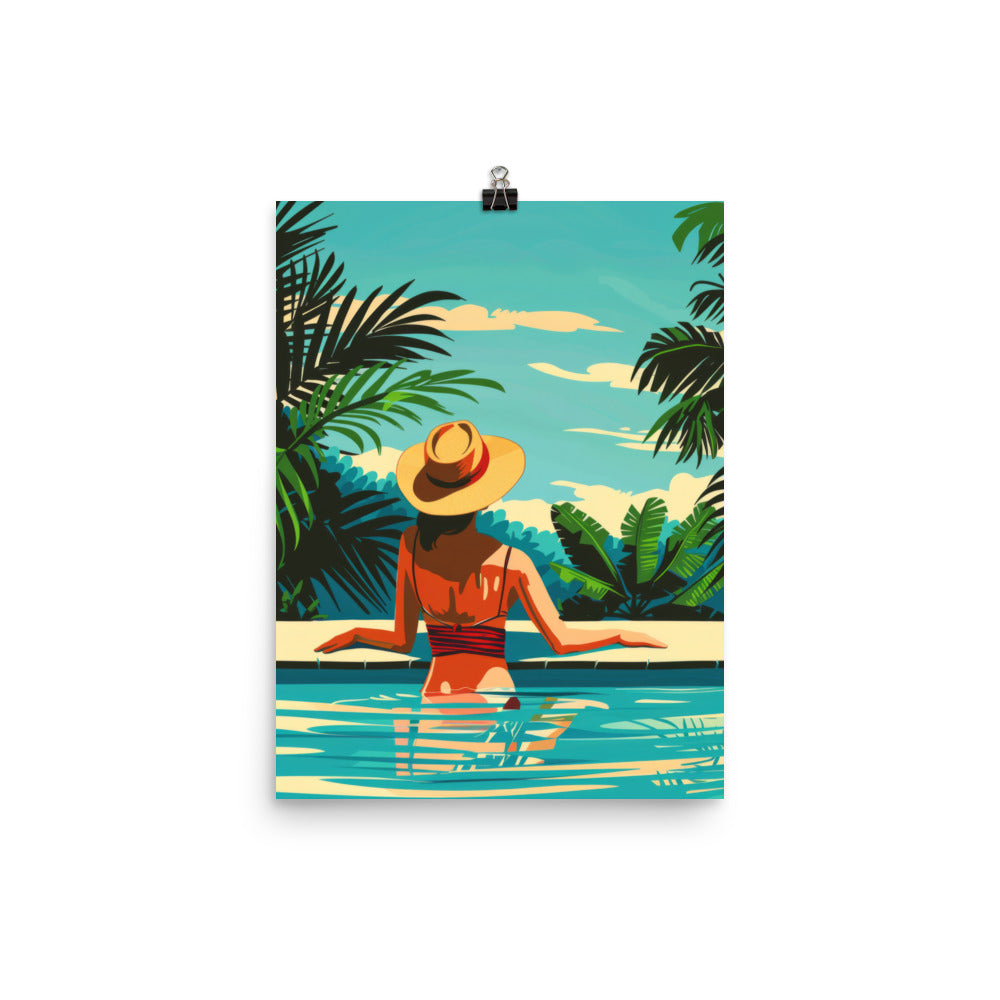Lady In A Pool Poster