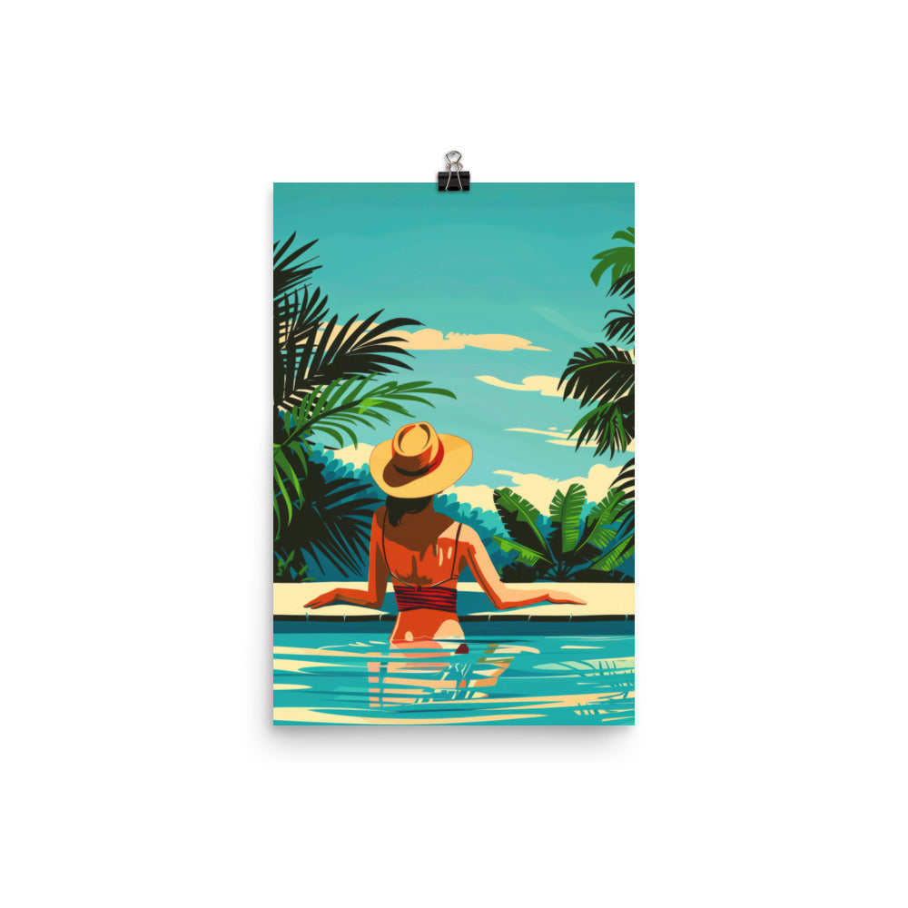 Lady In A Pool Poster