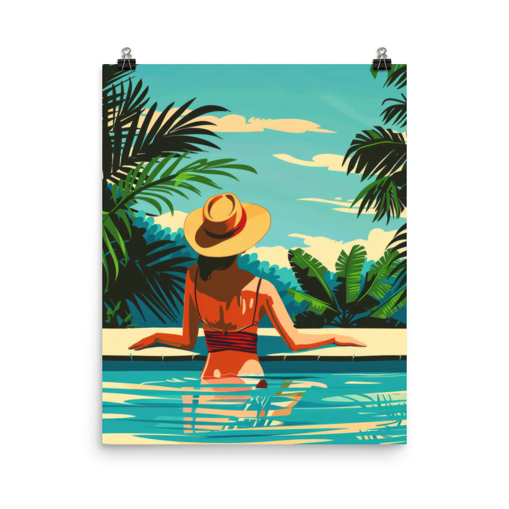 Lady In A Pool Poster
