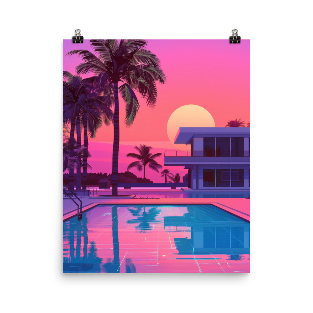 80s Miami Beach Front House Poster