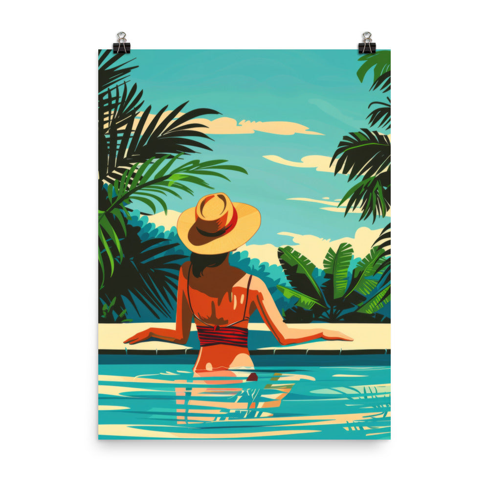 Lady In A Pool Poster