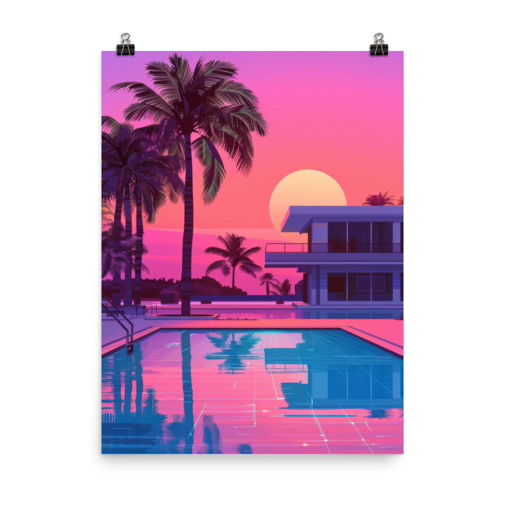 80s Miami Beach Front House Poster