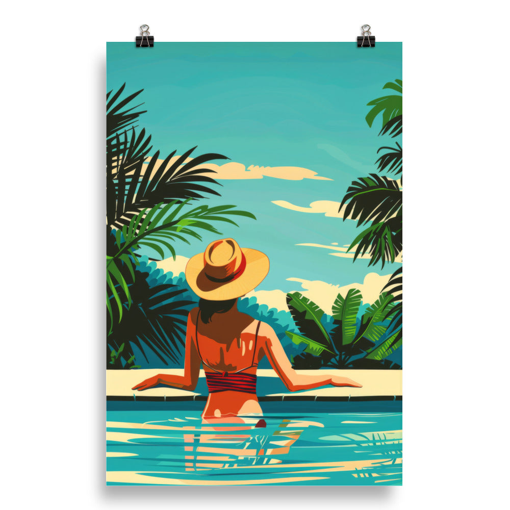 Lady In A Pool Poster