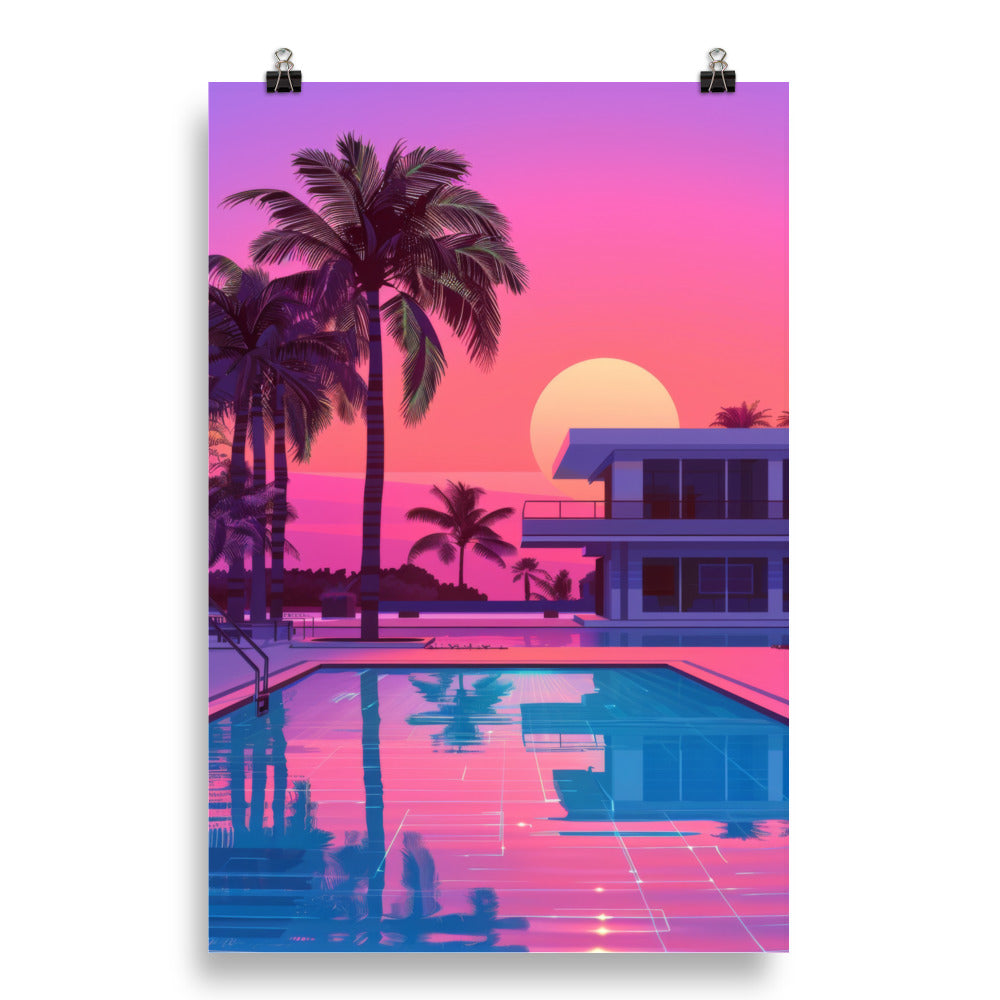 80s Miami Beach Front House Poster
