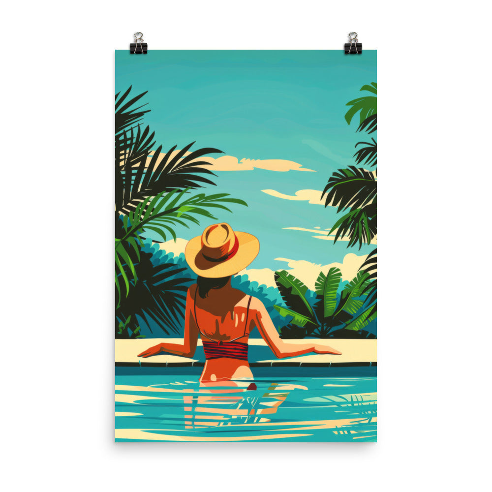Lady In A Pool Poster