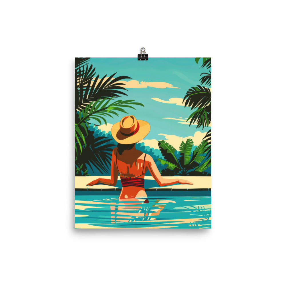 Lady In A Pool Poster